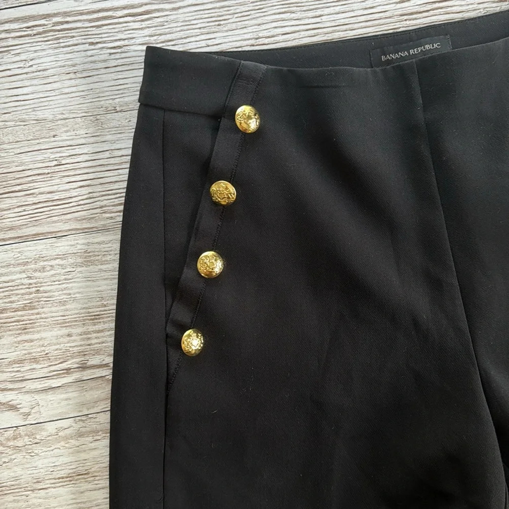 BANANA REPUBLIC High-Rise 5" Black Sailor Short Golden Buttons & Pockets 6 - Picture 4 of 8